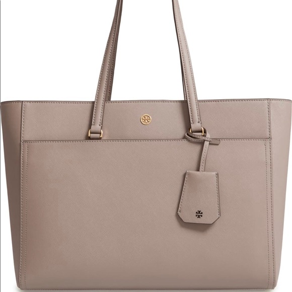 Tory Burch Handbags - Tory Burch Robinson Leather Tote Large Grey GUC